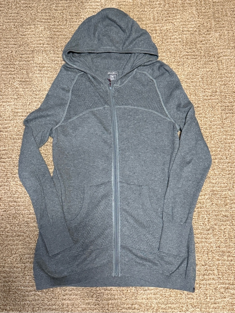 Eddie Bauer Hooded Zip Knit Cardigan - Gray